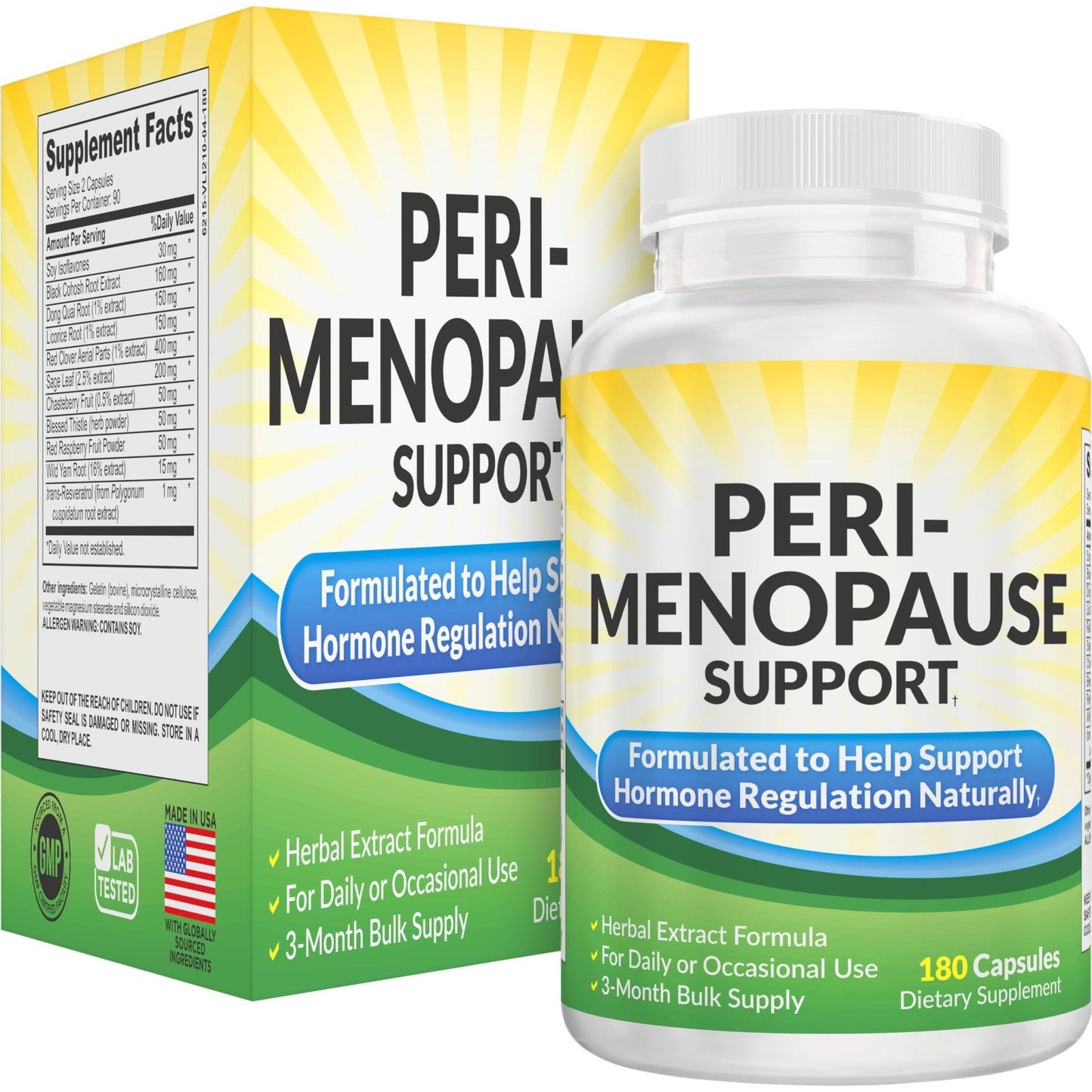 Perimenopause Support (3-Month) Supplement Blend | Women's Health & Hormone Support with 11 Herbs & Extracts | Female Hormonal Balance Supplements | 90-Day Bulk Supply | 180 Capsules - Maple Wellness Supplements