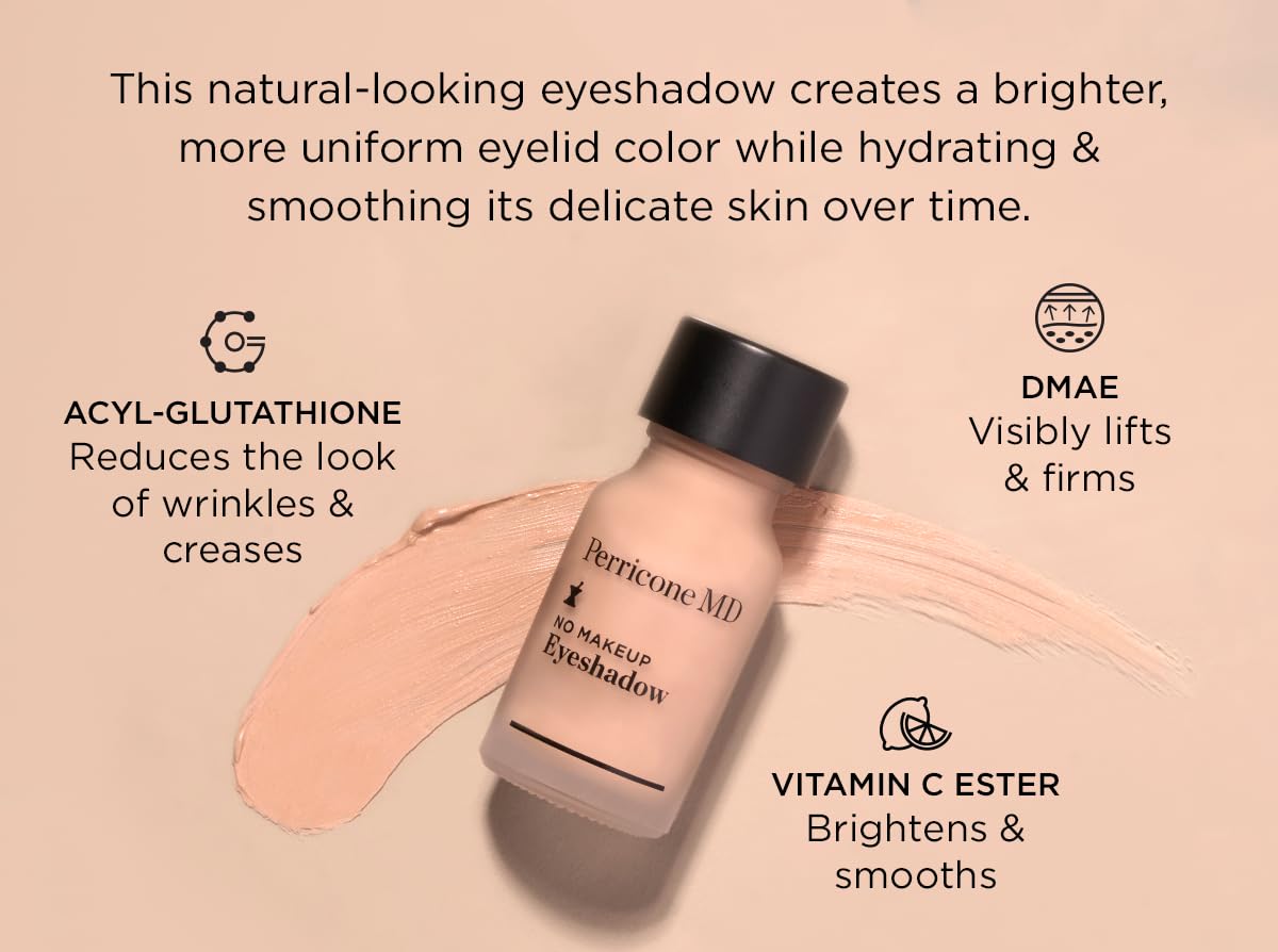 Perricone MD No Makeup Liquid Eyeshadow - Hydrating Serum Texture - Crease-Proof Anti-Aging with Vitamin C - Smooths & Brightens Eyelids - Long-Wearing Satin Finish for All Ages, Shade 2, 0.3 fl oz - Maple Wellness Supplements