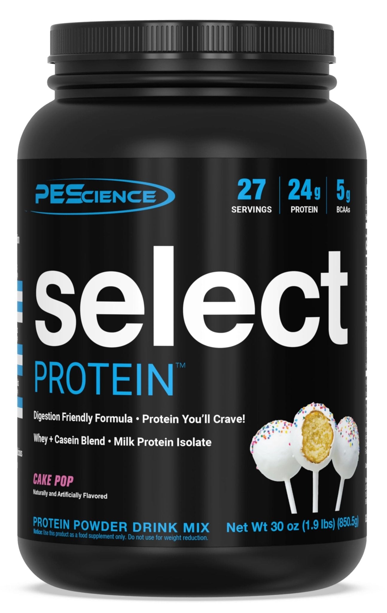 PEScience Select Low Carb Protein Powder, Cake Pop, 27 Serving, Keto Friendly - Maple Wellness Supplements