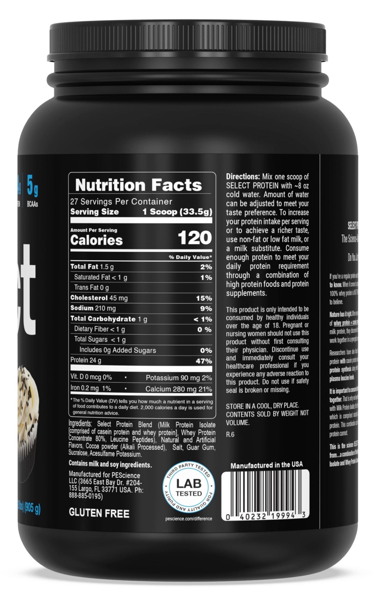 PEScience Select Low Carb Protein Powder, Chocolate Cupcake, 27 Serving, Keto - Maple Wellness Supplements