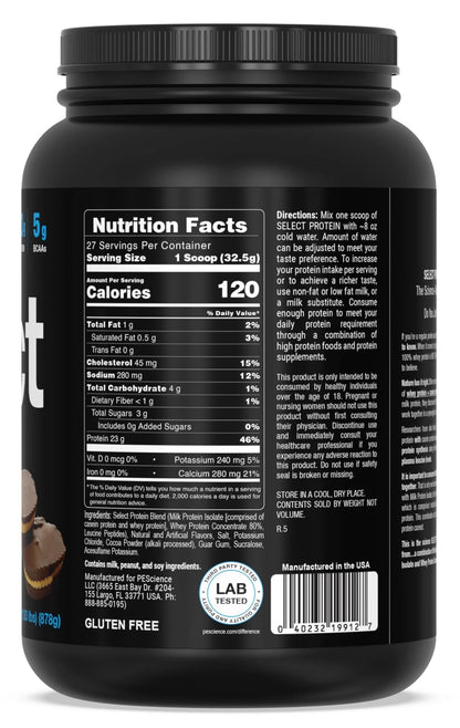 PEScience Select Low Carb Protein Powder, Chocolate Peanut Butter Cup, 27 Serving - Maple Wellness Supplements
