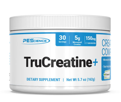 PEScience TruCreatine+ Creatine Monohydrate Powder Plus Epicatechin, Micronized Creapure Creatine for Women & Men, Supports Muscle Growth, Strength & Recovery, Cognition, 30 Servings, Unflavored - Maple Wellness Supplements