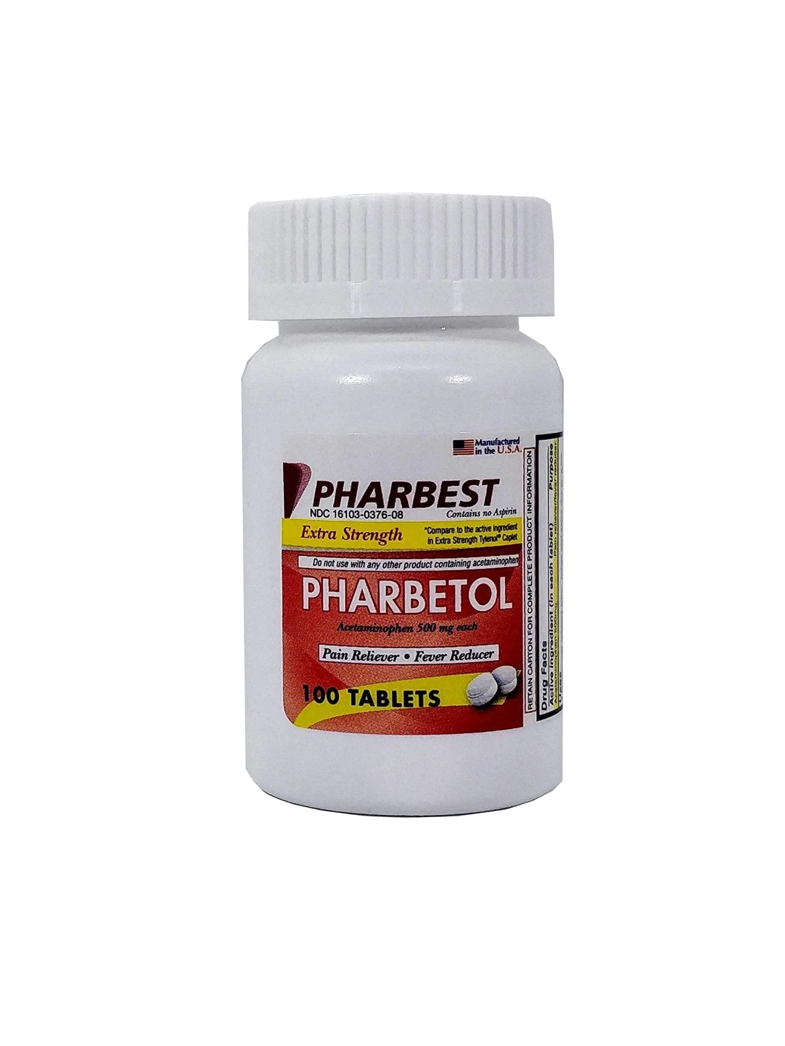 Pharbetol 500mg Extra Strength Tablets 100 Count (Generic Extra Strength) - Maple Wellness Supplements