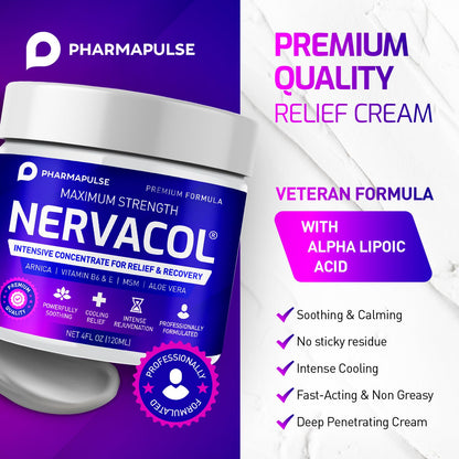 Pharmapulse Neuropathy Nerve Therapy & Relief Cream - Maximum Strength Relief Cream for Foot, Hands, Legs, Toes Includes Alpha Lipoic Acid, Arnica, Vitamin B6, Aloe Vera, MSM - Effective Soothing 4oz - Maple Wellness Supplements