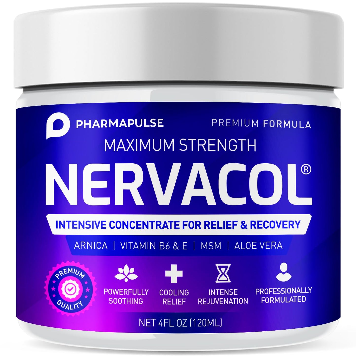 Pharmapulse Neuropathy Nerve Therapy & Relief Cream - Maximum Strength Relief Cream for Foot, Hands, Legs, Toes Includes Alpha Lipoic Acid, Arnica, Vitamin B6, Aloe Vera, MSM - Effective Soothing 4oz - Maple Wellness Supplements