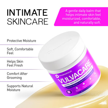 Pharmapulse Vaginal Moisturizer, Vulva Balm Cream, Intimate Skin Care, Menopause Support - Relieves Dryness, Itching, Burning, Redness, Chafing, Odor, Irritation - Estrogen Free 2oz - Maple Wellness Supplements