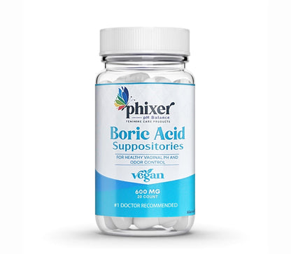 Phixer pH Balance - Vaginal Boric Acid Suppositories for Women - 20 Suppositories 600MG Each for Chronic Yeast Infections and Vaginal Odor - Vaginal Use Only - Made in USA - Maple Wellness Supplements