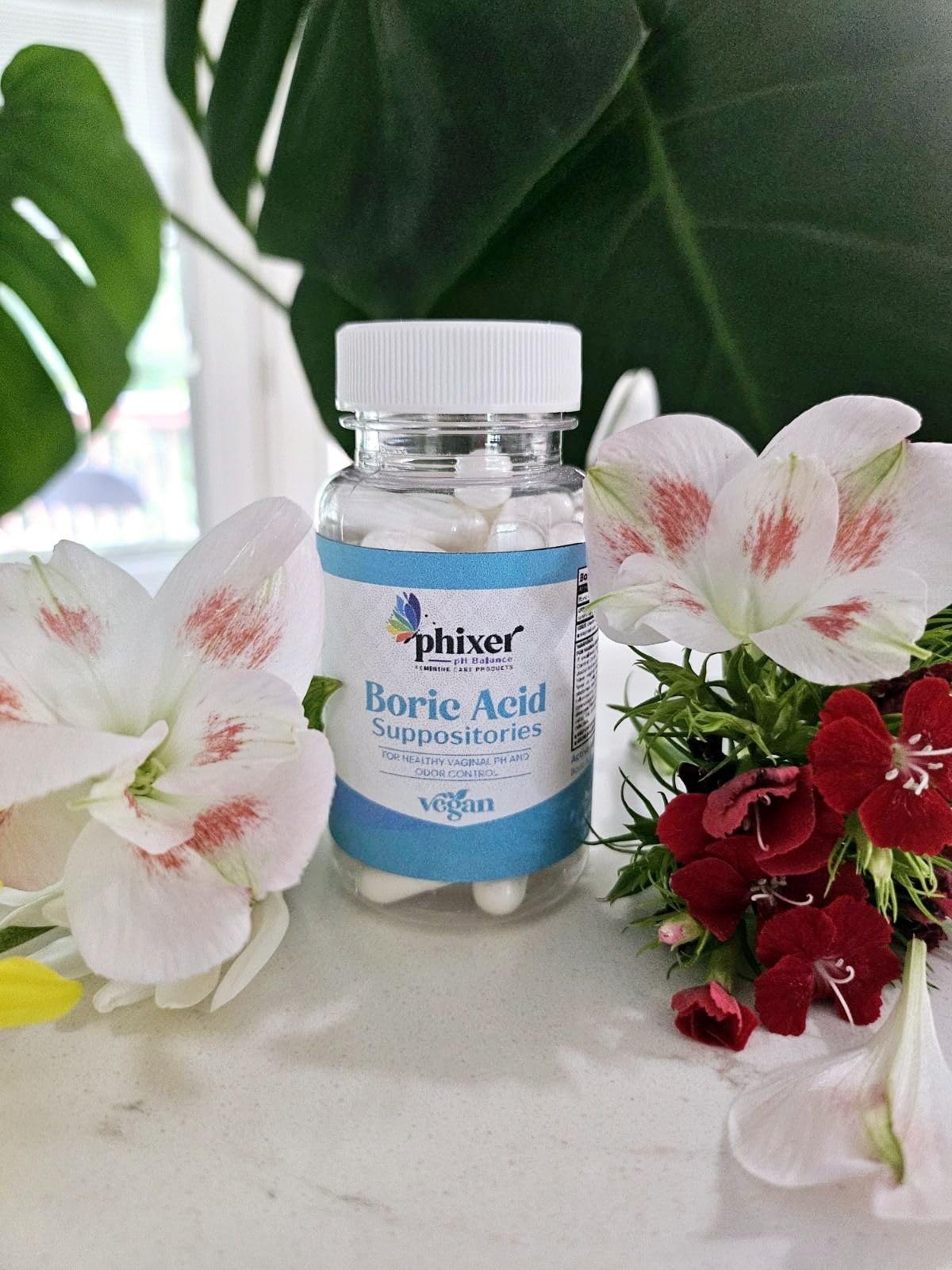 Phixer pH Balance - Vaginal Boric Acid Suppositories for Women - 20 Suppositories 600MG Each for Chronic Yeast Infections and Vaginal Odor - Vaginal Use Only - Made in USA - Maple Wellness Supplements