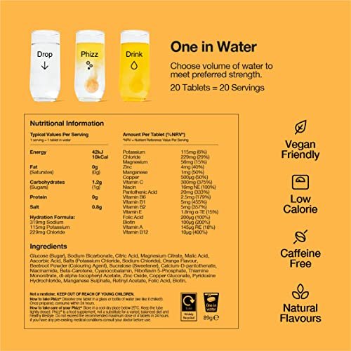 Phizz Electrolytes, Multivitamin & Hydration Tablets - 20 Effervescent Rehydration Electroly - Maple Wellness Supplements