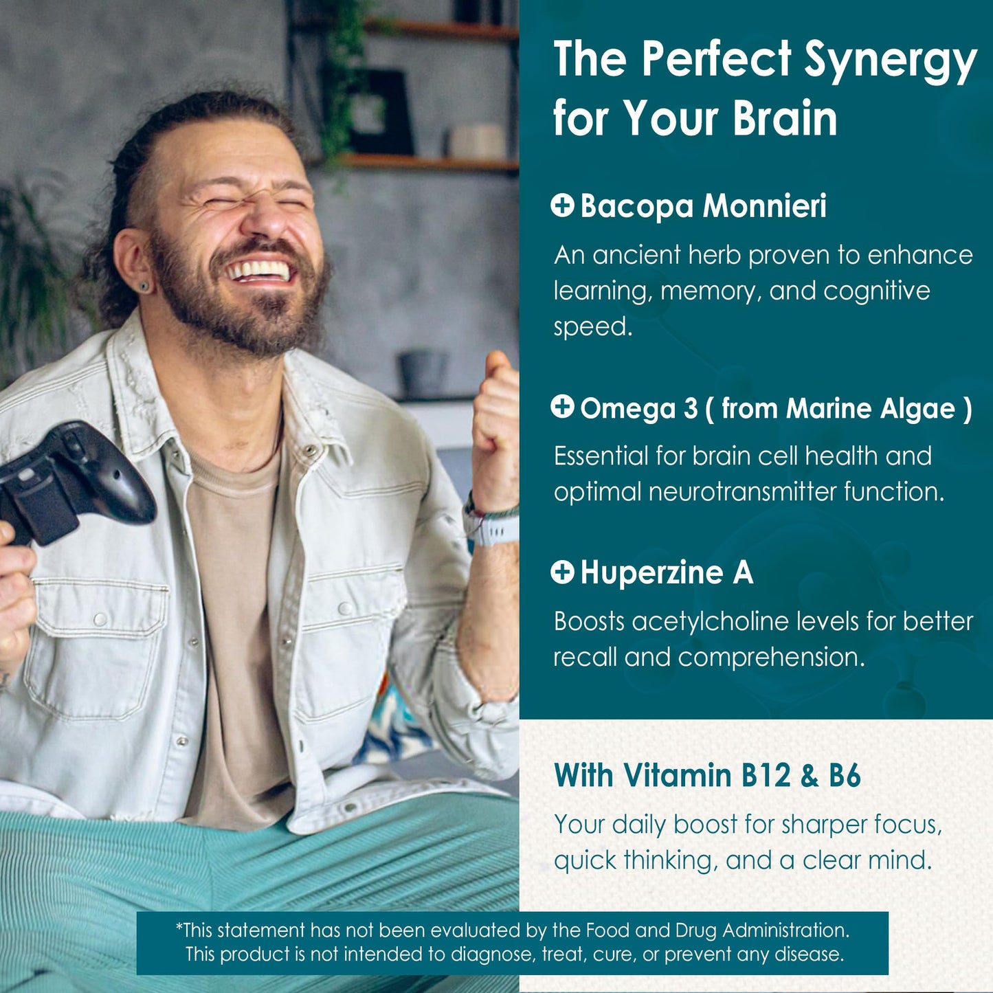 Phosphatidylserine - Nootropic Brian Supplement, Focus & Energy Gummies+ Bacopa Monnieri, Omega 3, Huperzine A, Methyl B12 & B6 for Seniors, Gamers, Workers, Non-GMO, Caffeine-Free, Sugar Free, 2 Pack - Maple Wellness Supplements