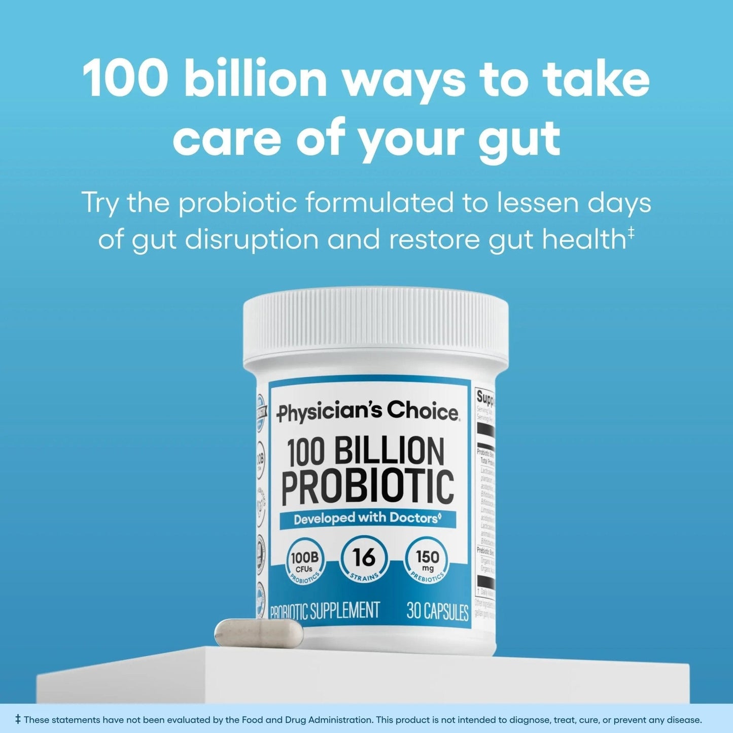 Physician's CHOICE 100 Billion Advanced Probiotic - 16 Strains + Organic Prebiotics - Digestive & Gut Health - Supports Occasional Constipation, Diarrhea, Gas & Bloating - Probiotics for Women & Men - Maple Wellness Supplements