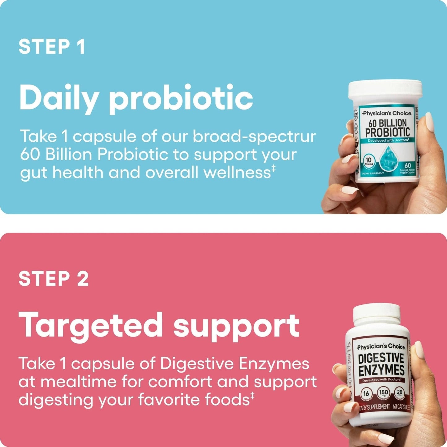 Physician's CHOICE Advanced Gut Health Bundle: 60 Billion Probiotics 30ct + Digestive Enzymes 60ct for Digestive, Gut, and Immune Health Supports Occasional Constipation, Diarrhea, Gas, and Bloating - Maple Wellness Supplements