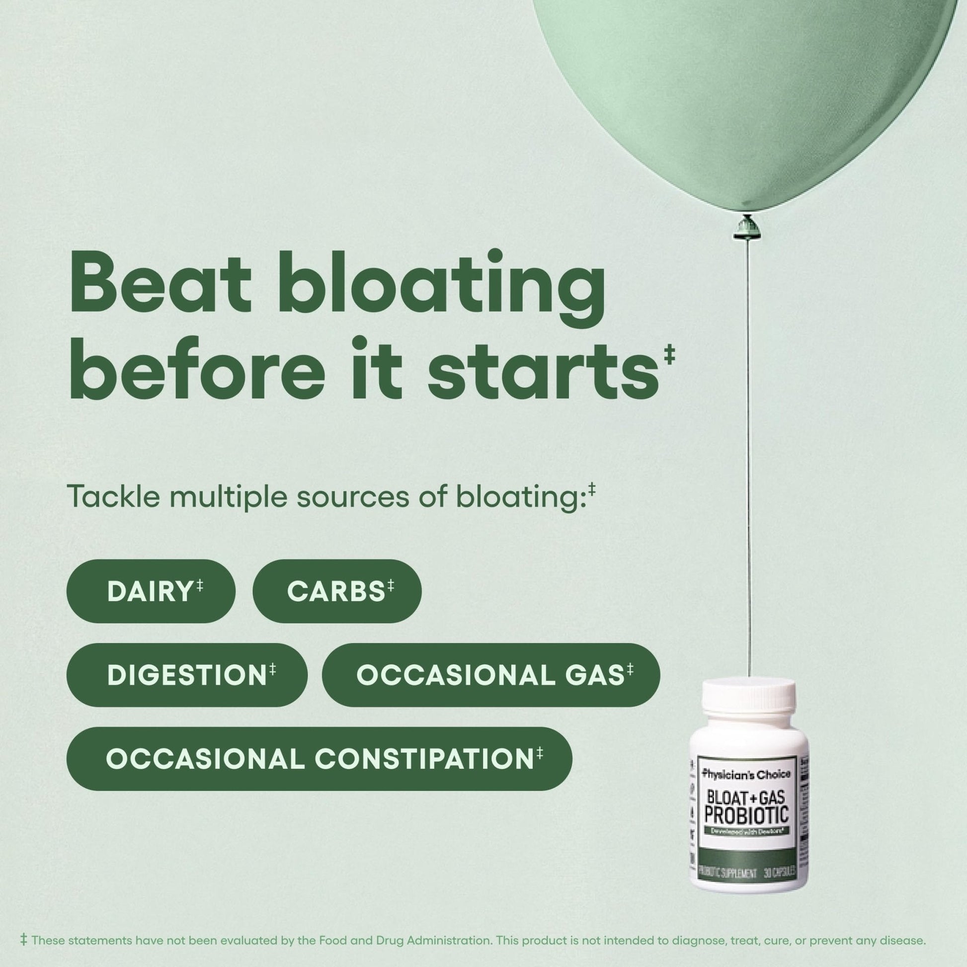 Physician's CHOICE Bloat & Gas Probiotic 5-in-1 Proactive Support + Daily Relief - Digestion & Gut Health- Herbals, Digestive Enzymes, Post & Prebiotics - Maple Wellness Supplements