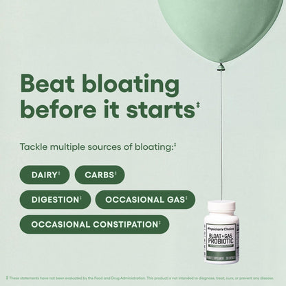 Physician's CHOICE Bloat & Gas Probiotic 5-in-1 Proactive Support + Daily Relief - Digestion & Gut Health- Herbals, Digestive Enzymes, Post & Prebiotics - Maple Wellness Supplements