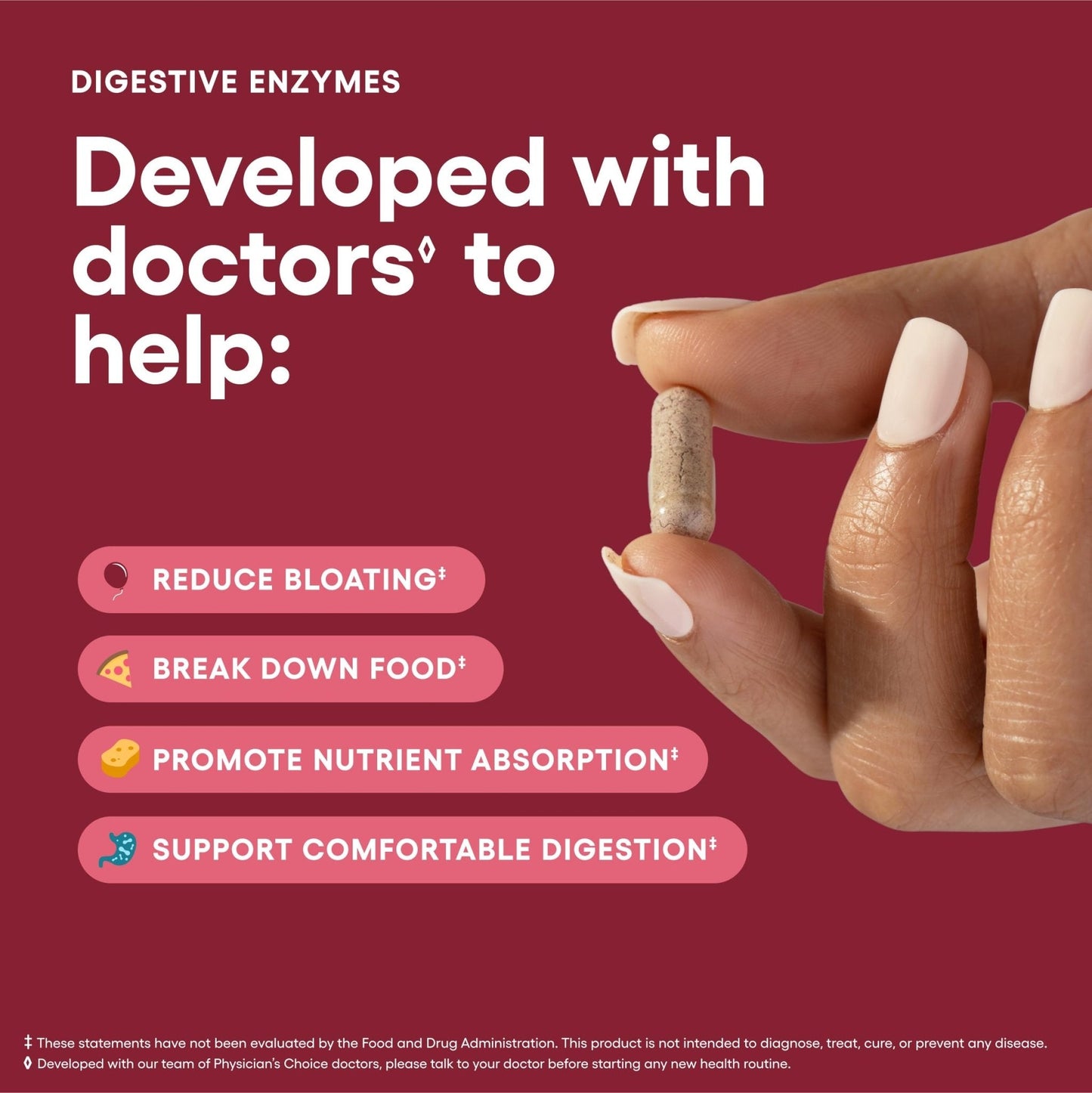 Physician's CHOICE Digestive Enzymes for Bloating & Digestion - 16 Enzymes with Organic Prebiotics & Probiotics for Gut - Maple Wellness Supplements