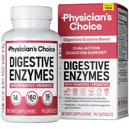 Physician's CHOICE Digestive Enzymes - Multi Enzymes, Organic Prebiotics & Probiotics - Maple Wellness Supplements