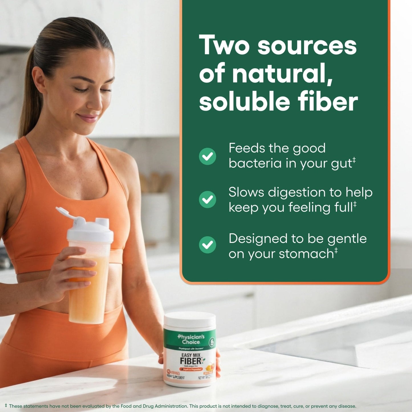 Physician's CHOICE Easy Mix Fiber for Digestive Health & Regularity - No Grit - Daily Prebiotic Soluble Fiber Powder Supplement - Maple Wellness Supplements