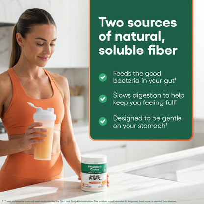 Physician's CHOICE Easy Mix Fiber for Digestive Health & Regularity - No Grit - Daily Prebiotic Soluble Fiber Powder Supplement - Maple Wellness Supplements