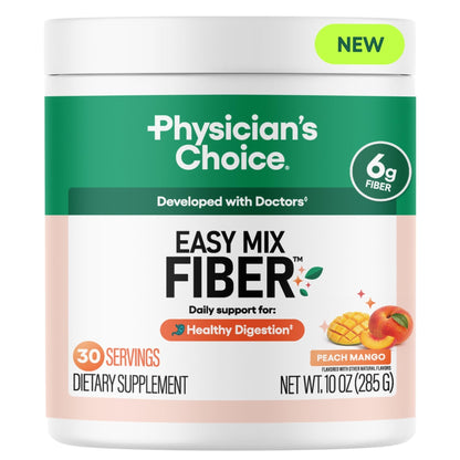 Physician's CHOICE Easy Mix Fiber for Digestive Health & Regularity - No Grit - Daily Prebiotic Soluble Fiber Powder Supplement - Maple Wellness Supplements