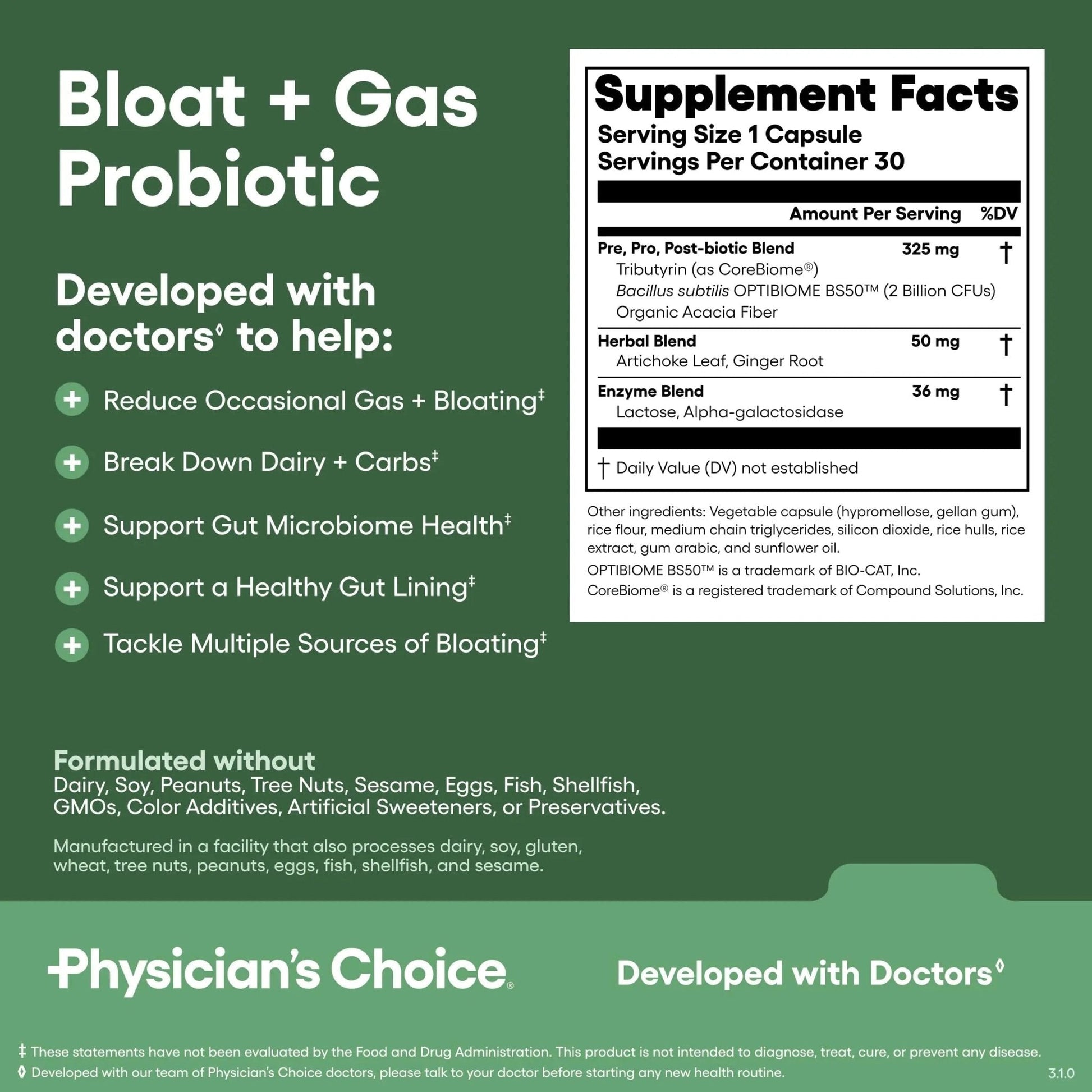 Physician's CHOICE Gut Guardian Bundle: Advanced Bloating & Digestion Support with 60 Billion Probiotic, Digestive Enzymes & Bloat + Gas Probiotic - Daily Gut Health Support for Women and Men - Maple Wellness Supplements