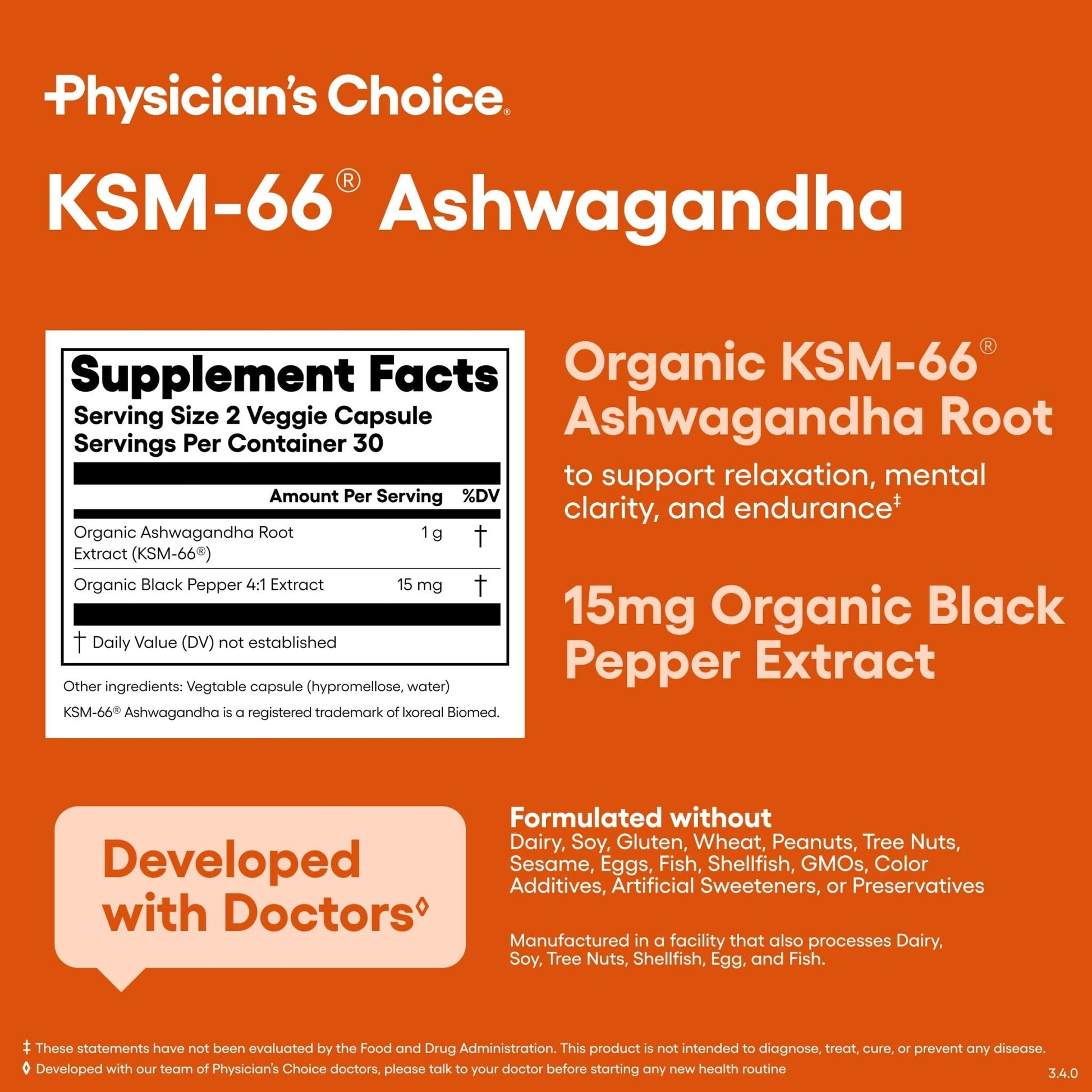 Physician's CHOICE KSM-66 Ashwagandha Root Powder Extract 1,000mg - Organic - with Black Pepper for Maximum Absorption - 5% Withanolides - Maple Wellness Supplements