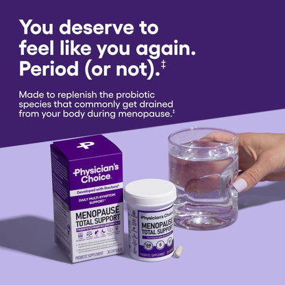 Physician's CHOICE Menopause Probiotic Supplement for Women - Supports Hormone Balance, Hot Flashes, Night Sweats, Weight Management, Bloating & Gut Health - with Black Cohosh, Resveratrol+ - 45ct - Maple Wellness Supplements