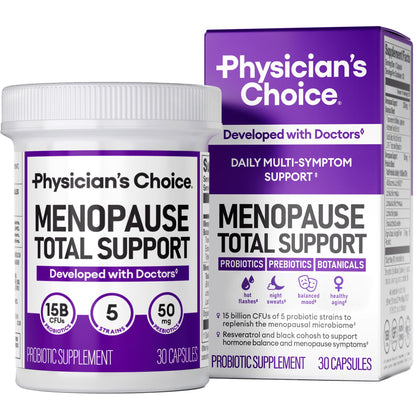 Physician's CHOICE Menopause Probiotic Supplement for Women - Supports Hormone Balance, Hot Flashes, Night Sweats, Weight Management, Bloating & Gut Health - with Black Cohosh, Resveratrol+ - 30ct - Maple Wellness Supplements