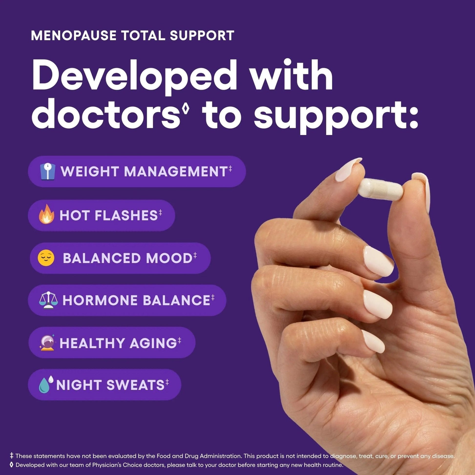 Physician's CHOICE Menopause Probiotic Supplement for Women - Supports Hormone Balance, Hot Flashes, Night Sweats, Weight Management, Bloating & Gut Health - with Black Cohosh, Resveratrol+ - 45ct - Maple Wellness Supplements