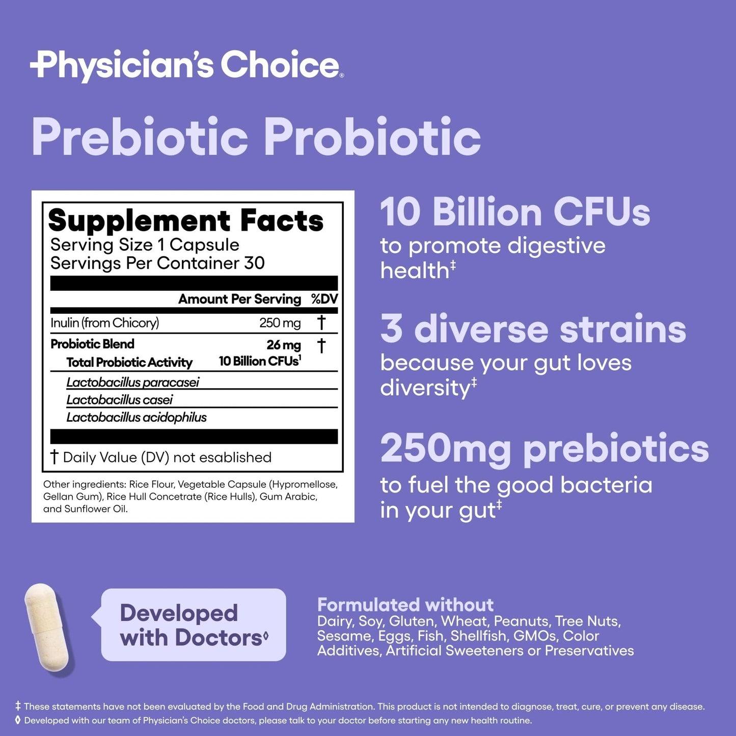 Physician's CHOICE Prebiotic-Probiotic - Multi-Strain Probiotics & Synergistic Prebiotics -Designed for Digestive Health, Supporting Gut Microbiome - Maple Wellness Supplements