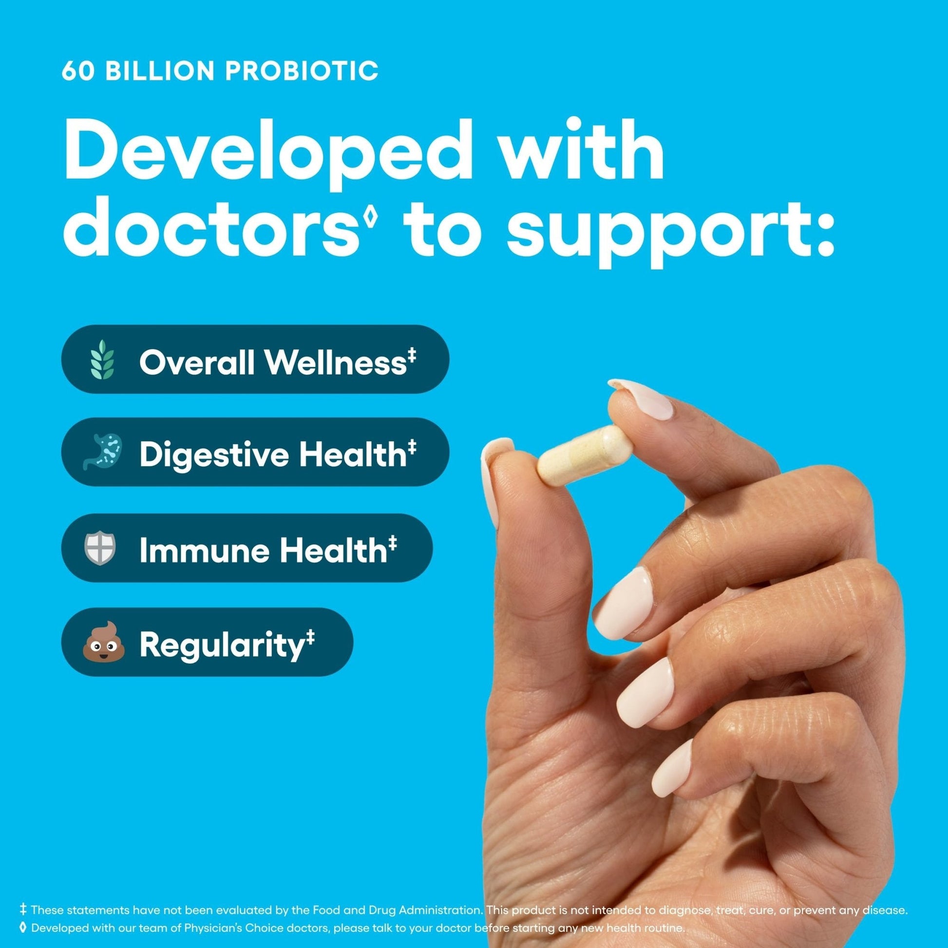 Physician's CHOICE Probiotics 60 Billion CFU - 10 Strains + Organic Prebiotics - Immune, Digestive & Gut Health - Supports Occasional Constipation, Diarrhea, Gas & Bloating - Maple Wellness Supplements