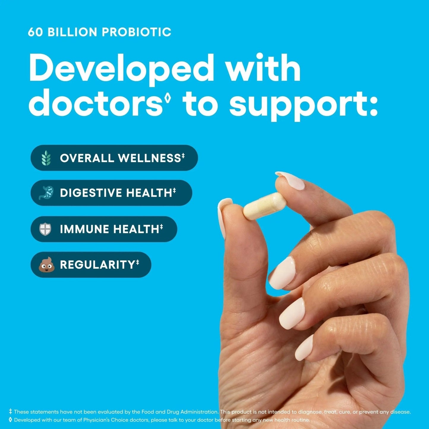 Physician's CHOICE Probiotics 60 Billion CFU - 10 Strains + Organic Prebiotics - Immune, Digestive & Gut Health - Supports Occasional Constipation, Diarrhea, Gas & Bloating - for Women & Men - 84ct - Maple Wellness Supplements