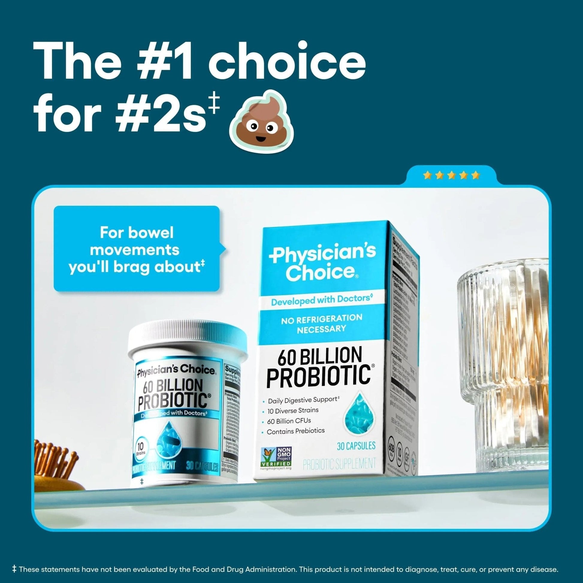 Physician's CHOICE Probiotics 60 Billion CFU - 10 Strains + Organic Prebiotics - Immune, Digestive & Gut Health - Supports Occasional Constipation, Diarrhea, Gas & Bloating - for Women & Men - 84ct - Maple Wellness Supplements