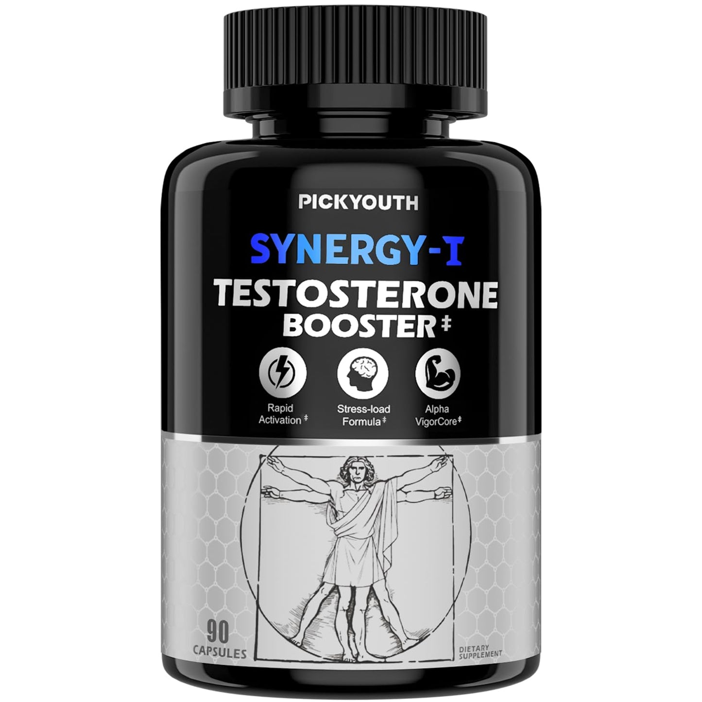 PickYouth Synergy-T Booster Supplement for Men, Total Male Performance, Liposomal Absorption System, 100% Transparency with Ashwagandha, DIM - Maple Wellness Supplements