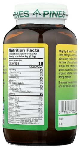 Pines Organic Mighty Greens Superfood Blend, 8 Ounce - Maple Wellness Supplements