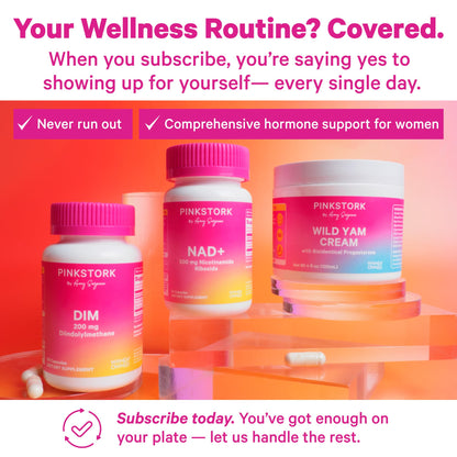 Pink Stork DIM Supplement for Women - Estrogen and Hormone Balance for Menopause, Perimenopause & PMS - DIM 200 mg Plus BioPerine for Mood Support - 60 Day Supply - Maple Wellness Supplements
