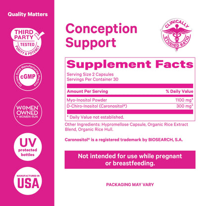 Pink Stork Myo-Inositol & D-Chiro Inositol: 3.6:1 Blend to Support Fertility, Hormone Balance for Women - Ovarian Function, Ovulation, Conception, and Period Support Supplement - 60 Capsules - Maple Wellness Supplements