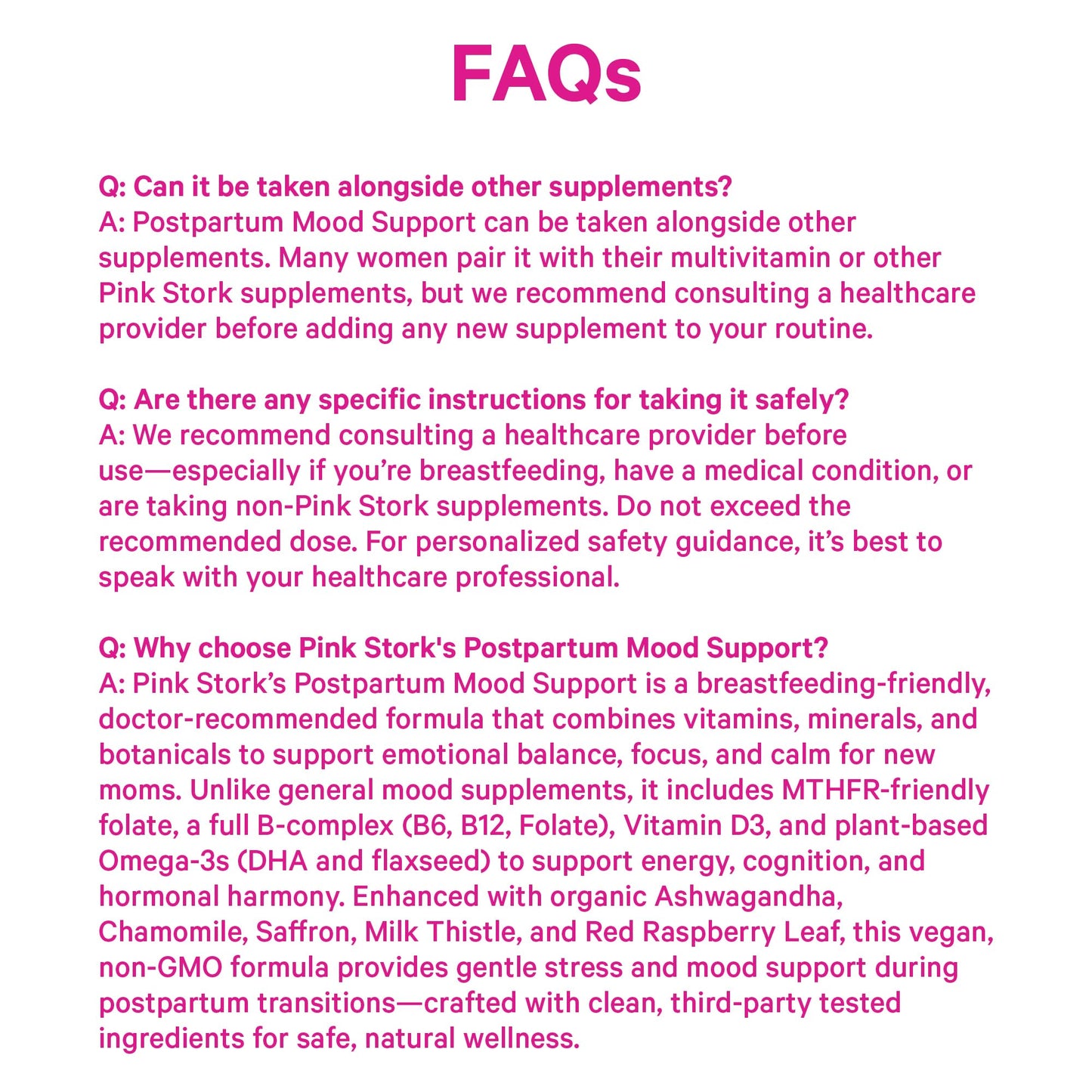Pink Stork Postpartum Mood Support - Postnatal Hormone Balance for Women - Breastfeeding Friendly - Stress & Cognitive Support, New Mom Essentials - Ashwagandha, Chamomile, & Vitamin D, 60 Capsules - Maple Wellness Supplements