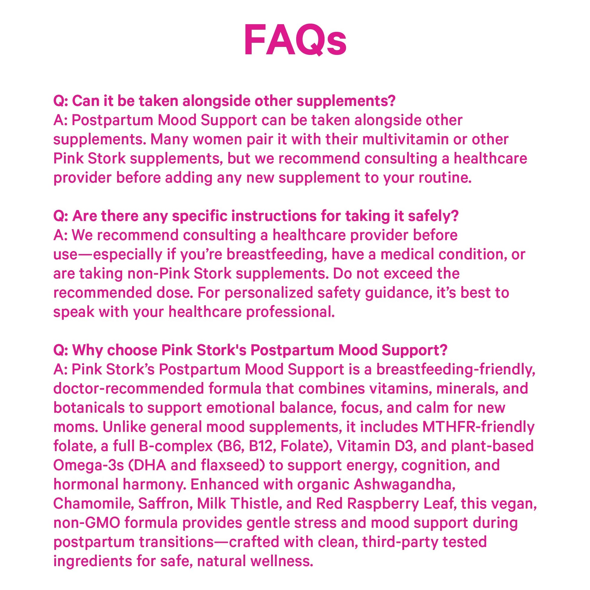 Pink Stork Postpartum Mood Support - Postnatal Hormone Balance for Women - Breastfeeding Friendly - Stress & Cognitive Support, New Mom Essentials - Ashwagandha, Chamomile, & Vitamin D, 60 Capsules - Maple Wellness Supplements