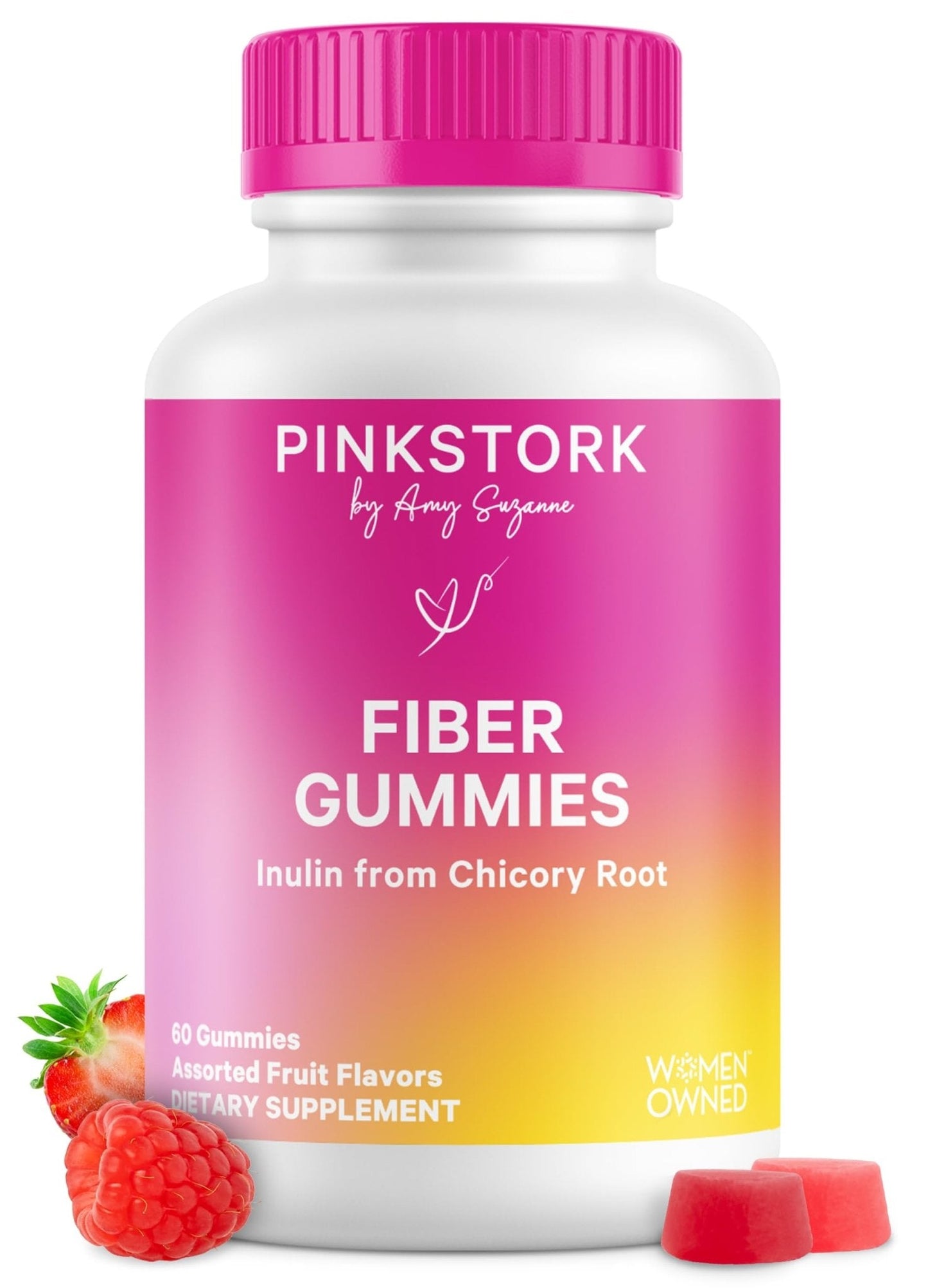 Pink Stork Prenatal Fiber Gummies for Women - 3g Prebiotic Inulin from Chicory Root - Natural Pregnancy & Postpartum Stool Softeners - Maple Wellness Supplements