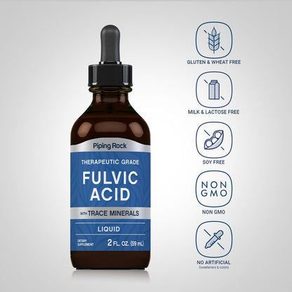 Piping Rock Liquid Fulvic Acid Drops | 2 fl oz | with Trace Minerals | Ionic Supplement | Vegetarian, Non-GMO & Gluten Free - Maple Wellness Supplements