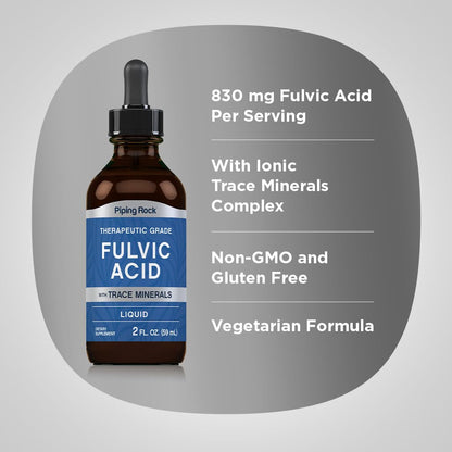 Piping Rock Liquid Fulvic Acid Drops | 2 fl oz | with Trace Minerals | Ionic Supplement | Vegetarian, Non-GMO & Gluten Free - Maple Wellness Supplements