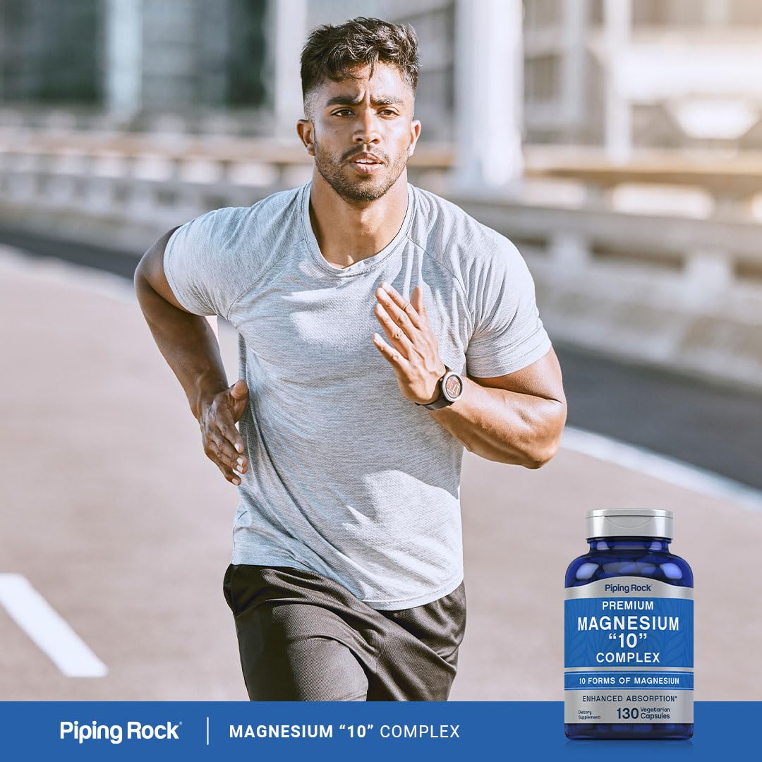 Piping Rock Magnesium 10 in One Complex | 130 Capsules | Supplement for Men and Women | Vegetarian, Non-GMO, Gluten Free - Maple Wellness Supplements