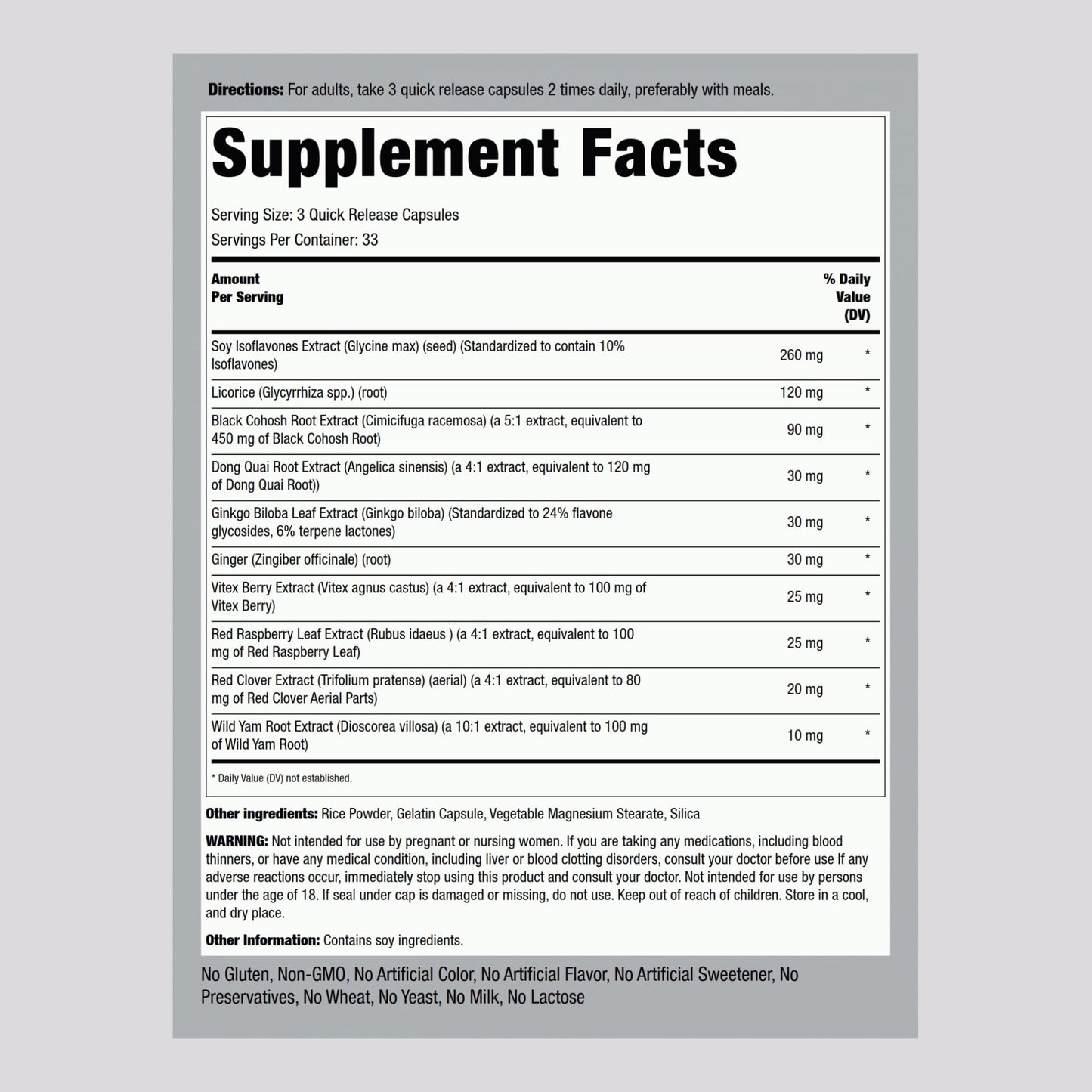 Piping Rock Menopause Ease Supplement | 100 Capsules | Advanced Support for Women | with Black Cohosh and Wild Yam | Non-GMO, Gluten Free - Maple Wellness Supplements