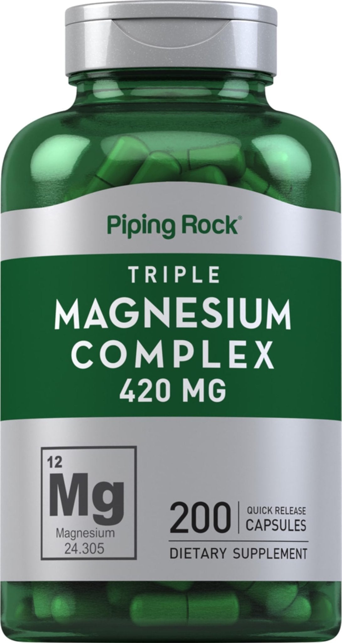 Piping Rock Triple Magnesium Complex | 420 mg | 200 Capsules | Magnesium Oxide, Citrate, and Aspartate Supplement | Non-GMO, Gluten Free - Maple Wellness Supplements