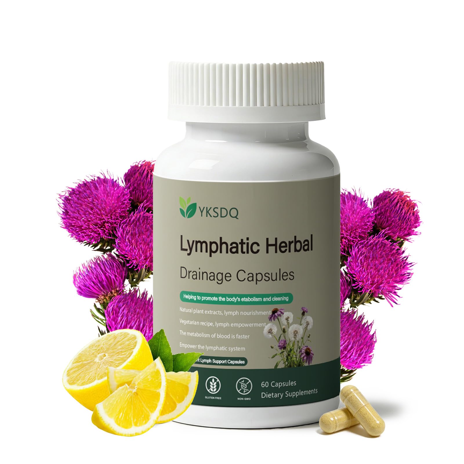 PKQLQ Lymph Drainage Capsules | Natural Detoxification Help Maintain the Healthy Fluid Balance of Both Women and Men, Promote Blood Virculation and Maintain Good Health. 60 Capsules (1) - Maple Wellness Supplements