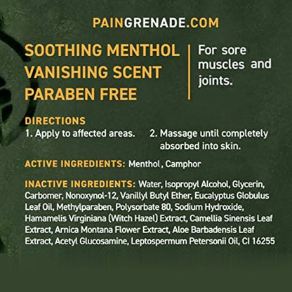 Plant Powered Roll-On Gel by Pain Grenade - Cooling and Warming Gel with Arnica, Menthol, Camphor, Glucosamine, and Other All Natural Botanicals - 3 - Pack - Maple Wellness Supplements