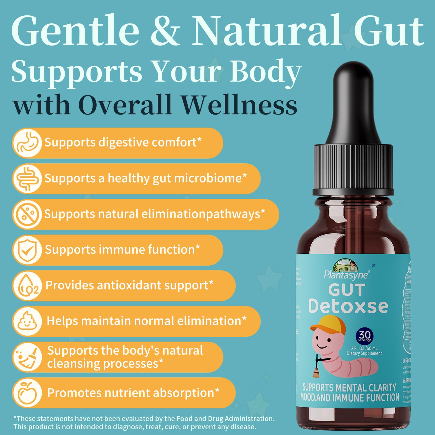 Plantasyne Herbal Gut Cleanse Drops with Black Walnut Hull & Barberry Root | Gentle Liquid Detox for Gut & Colon Support | for Adults & Kids|30 Servings - Maple Wellness Supplements