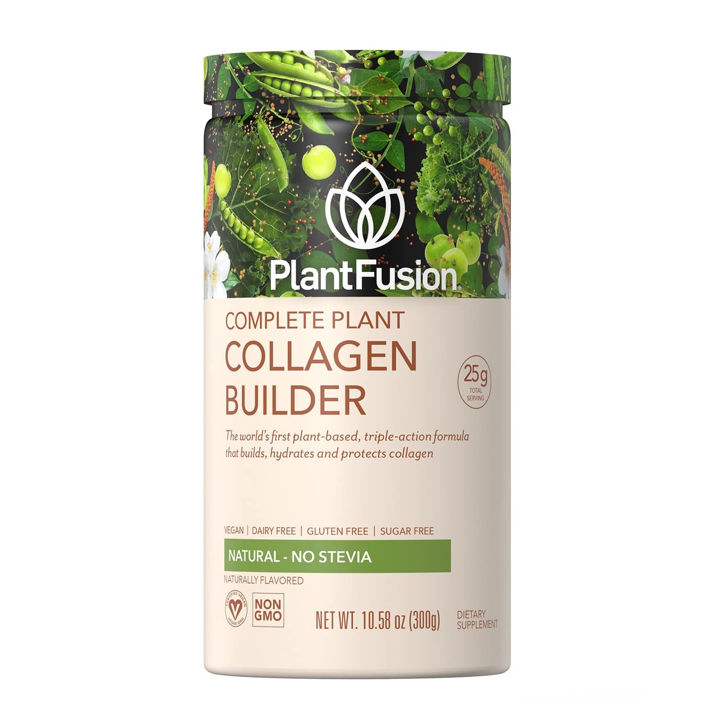 PlantFusion Vegan Collagen Powder - Plant Based Collagen Protein Powder For Muscle & Joints, Hair, Skin & Nails - Keto, Gluten Free, Soy Free, Non-Dairy, No Sugar, Non-GMO - Unflavored 10.58 oz - Maple Wellness Supplements