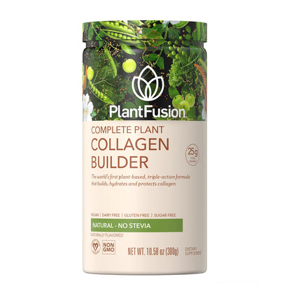 PlantFusion Vegan Collagen Powder - Plant Based Collagen Protein Powder For Muscle & Joints, Hair, Skin & Nails - Keto, Gluten Free, Soy Free, Non-Dairy, No Sugar, Non-GMO - Unflavored 10.58 oz - Maple Wellness Supplements