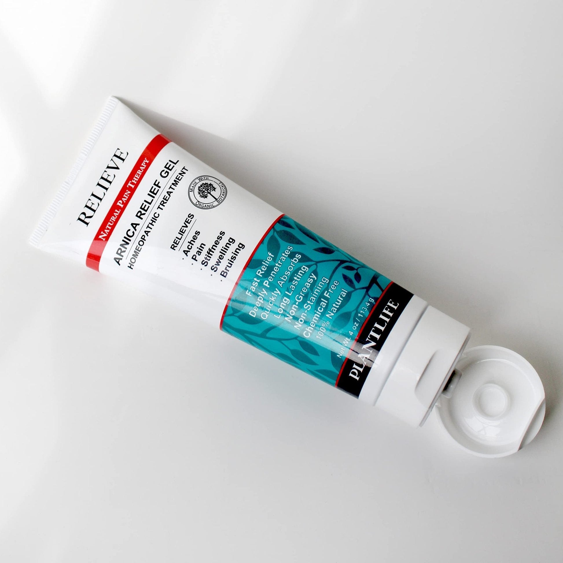 Plantlife Arnica Relieve Gel - Made with Arnica and 100% Pure Essential Oils - Relieve Products are a Homeopathic Solution for Everyday Use - Works Quickly and Effectively - Made in California - Maple Wellness Supplements